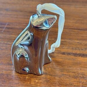 Modernist Polar Bear Sleek Christmas Holiday Ornament Chrome Metal